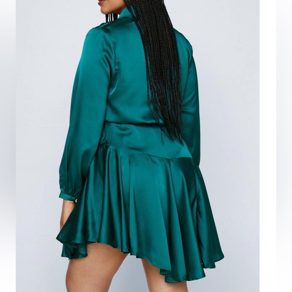 Plus Size Satin Wrap Mini Dress - Picture 2 of 2